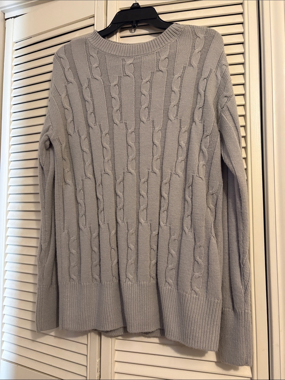 SO Light Gray Cable Knit Crewneck Sweater